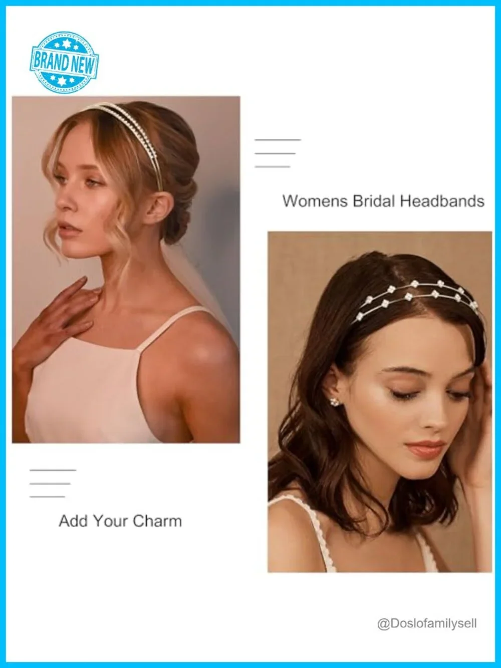 4 Rhinestone Headbands – Gold Wedding Hair Accessories for Women